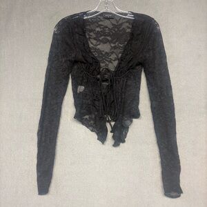 Outcast Women’s Long Sleeve Lace Open Front Tie Top. Sz. M
